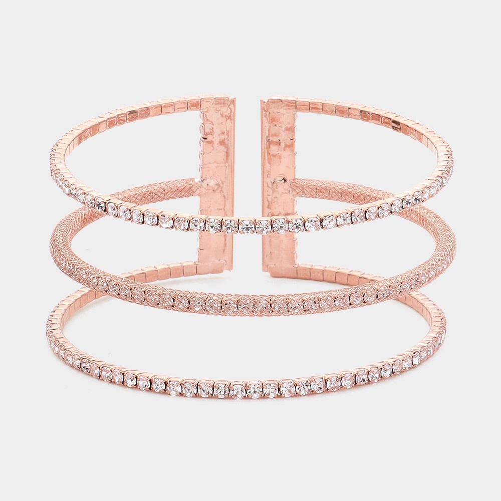 Rose Gold Rhinestone Cuff Bracelet